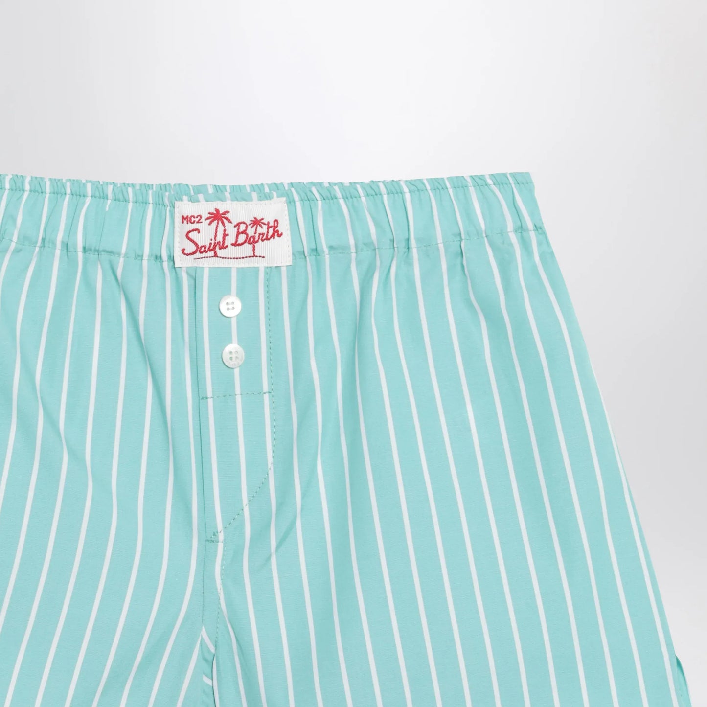 MC2 Saint Barth - Aqua green striped cotton Shorts
