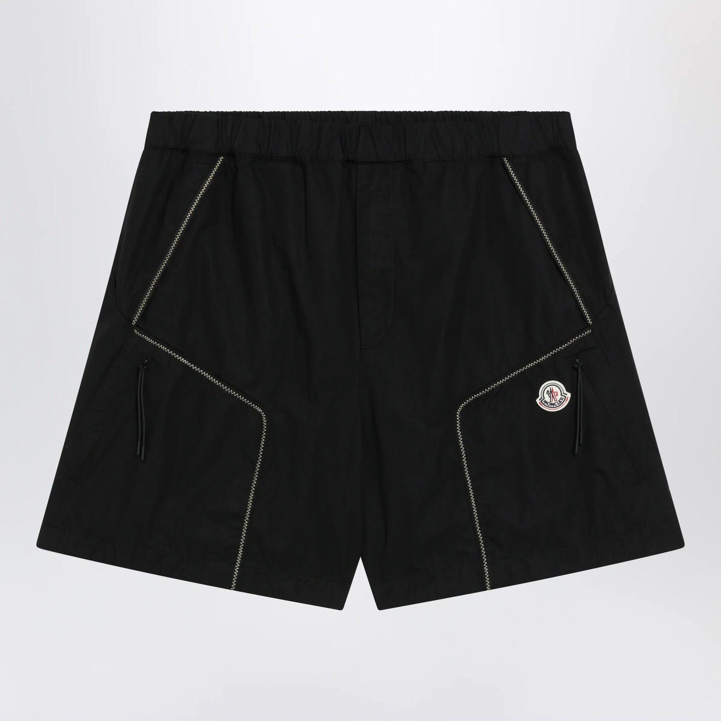 Moncler - Black cargo shorts in cotton gabardine