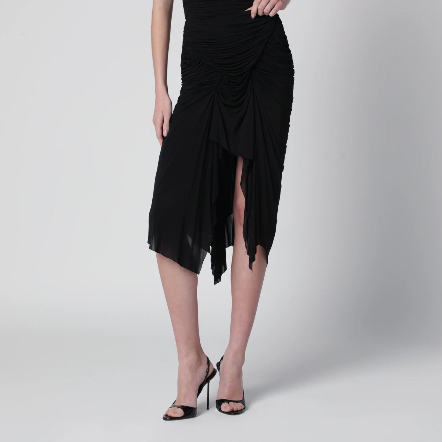 Francesco Murano - Black draped skirt with front slit