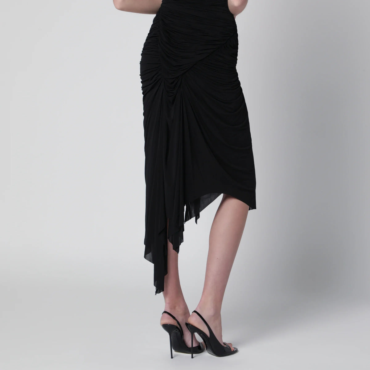 Francesco Murano - Black draped skirt with front slit