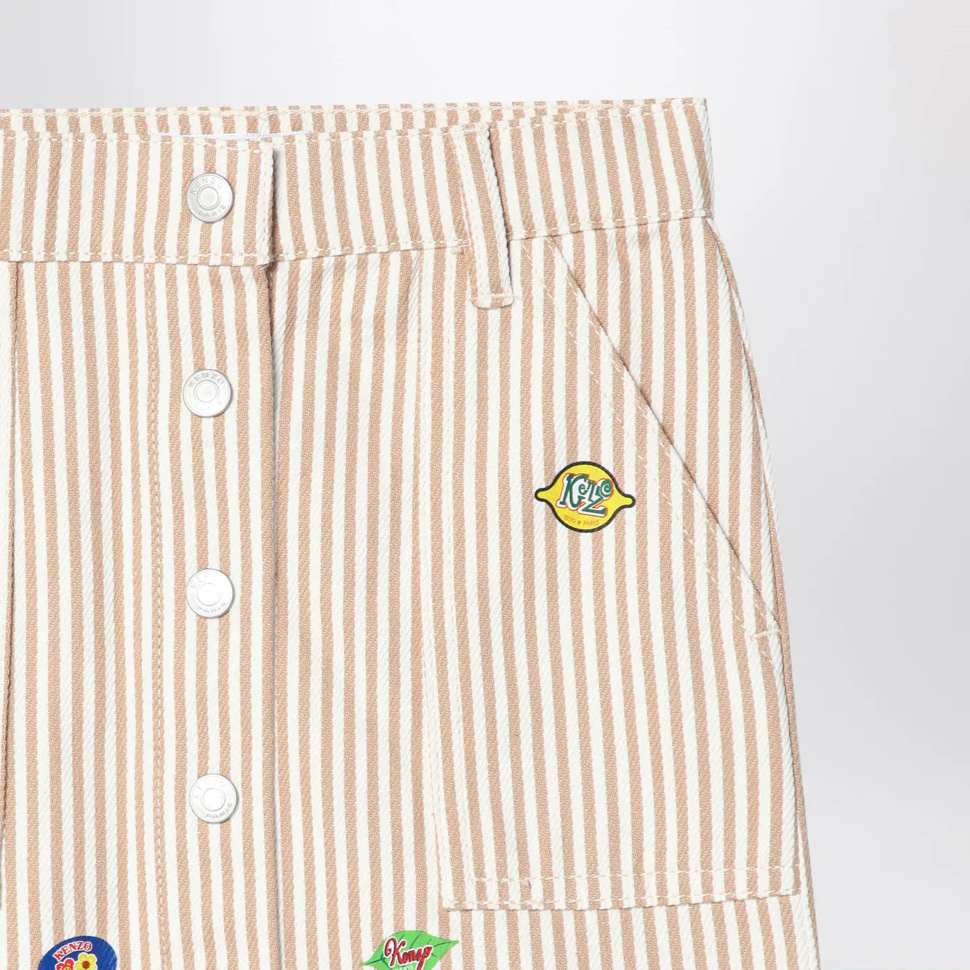 KENZO - White/sand striped mini skirt