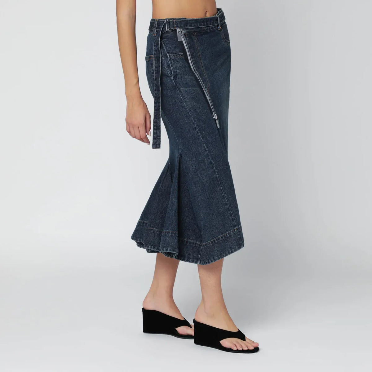 Sacai - Asymmetric blue denim skirt