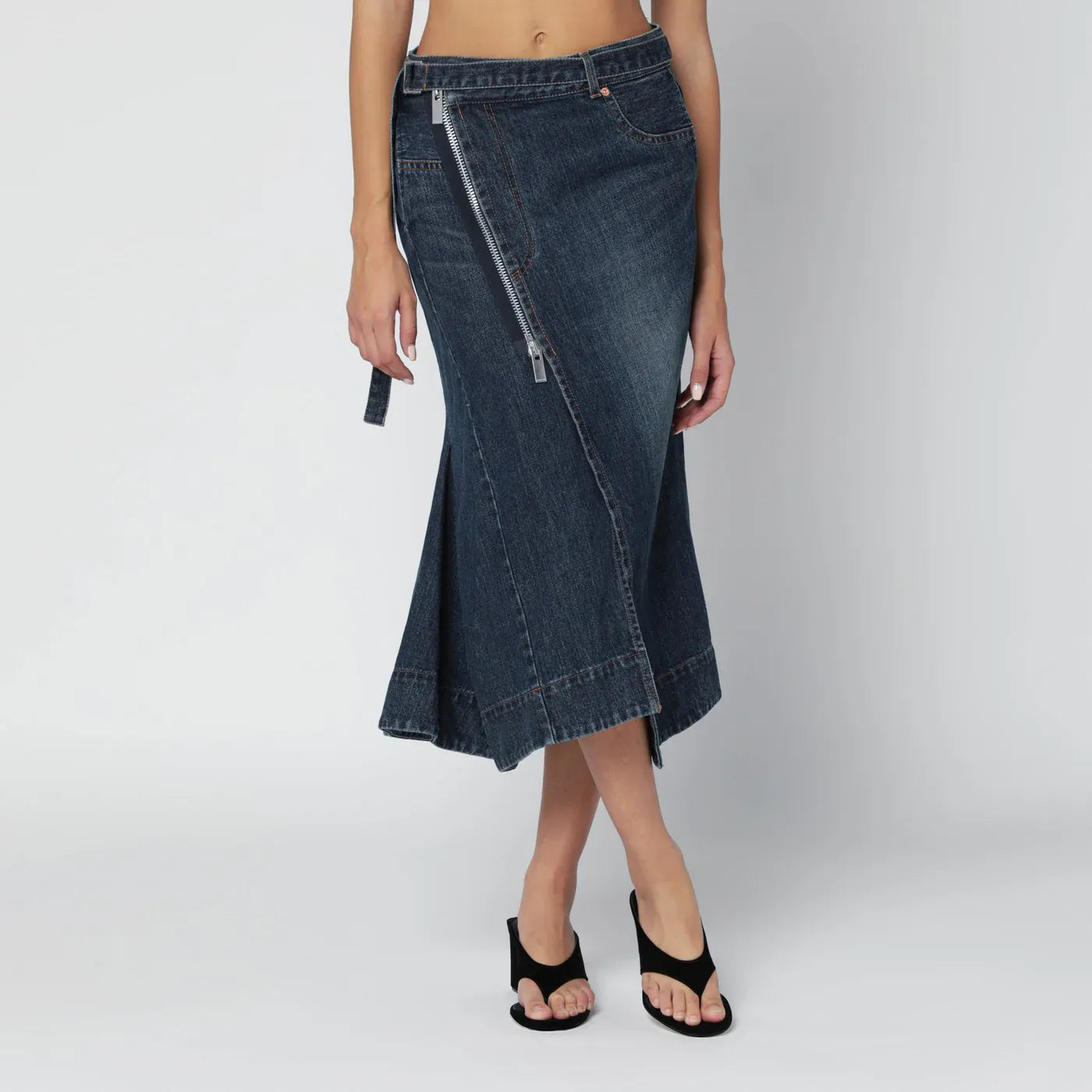 Sacai - Asymmetric blue denim skirt