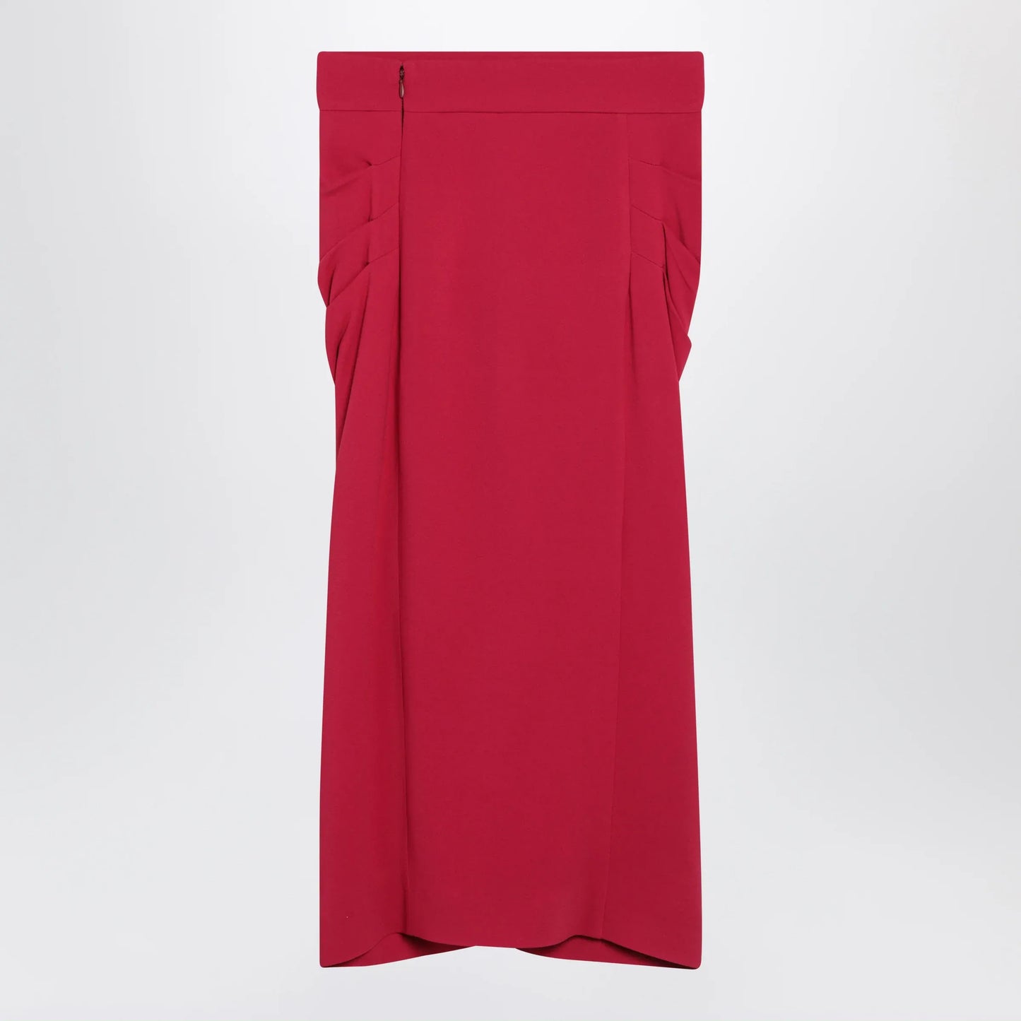Valentino - Red midi skirt with ruched detail