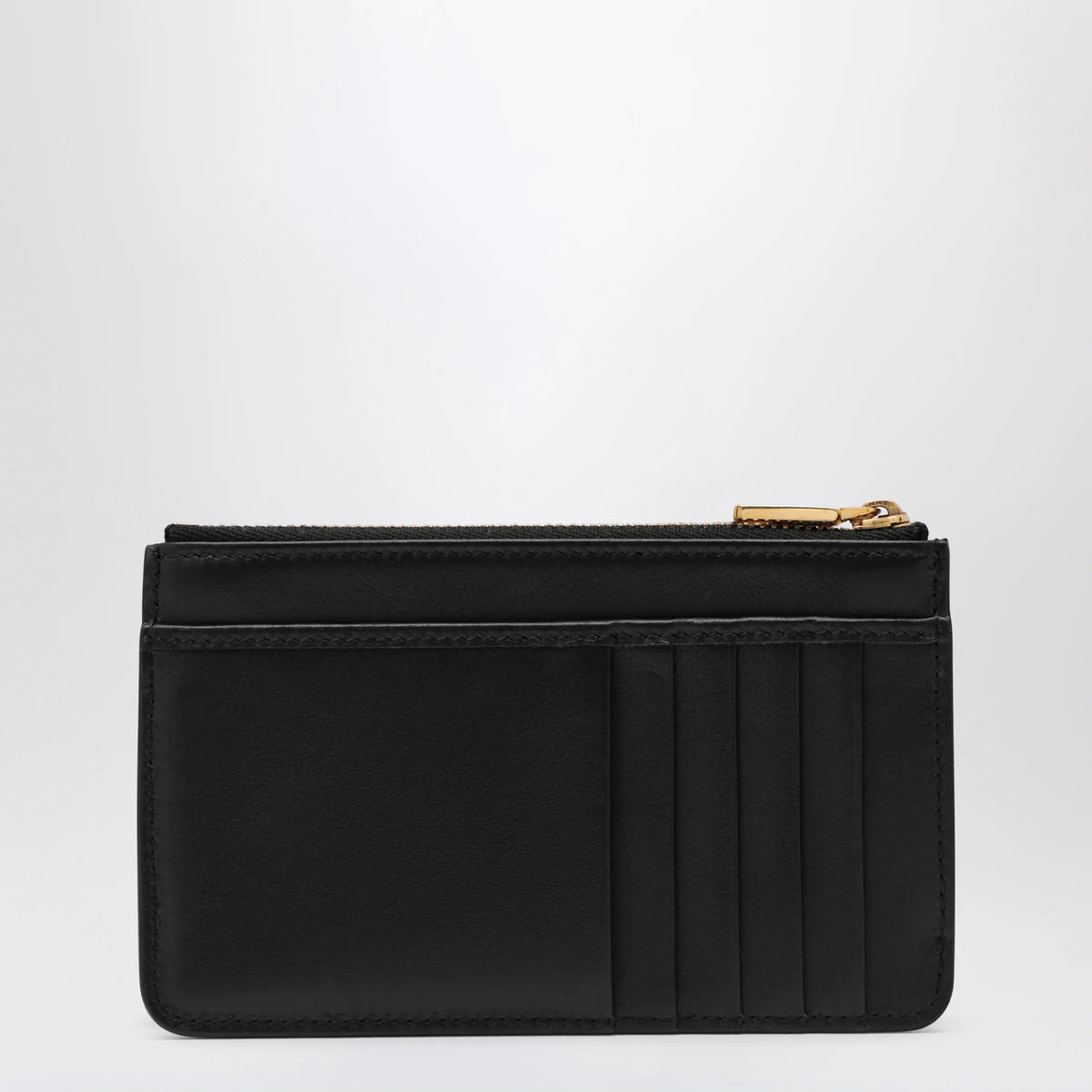 Dolce&Gabbana - Black leather zip card holder with DG logo