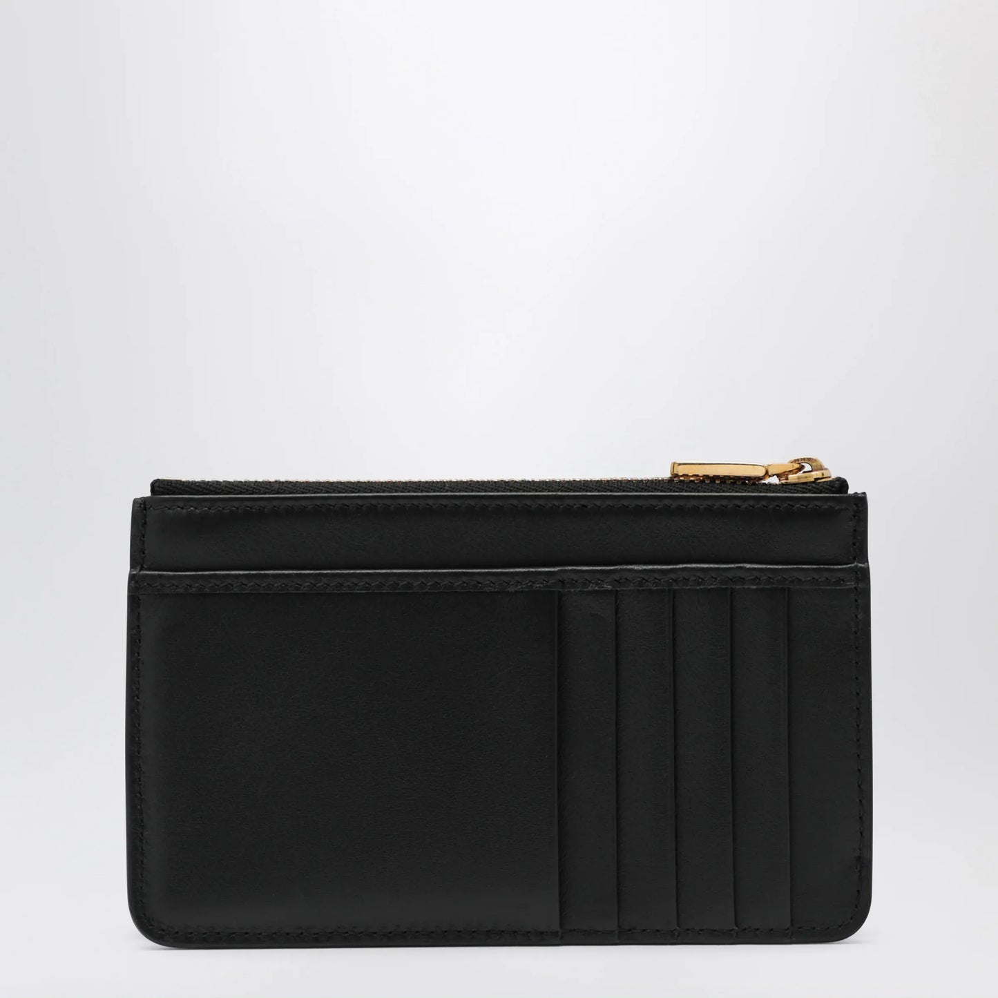 Dolce&Gabbana - Black leather zip card holder with DG logo