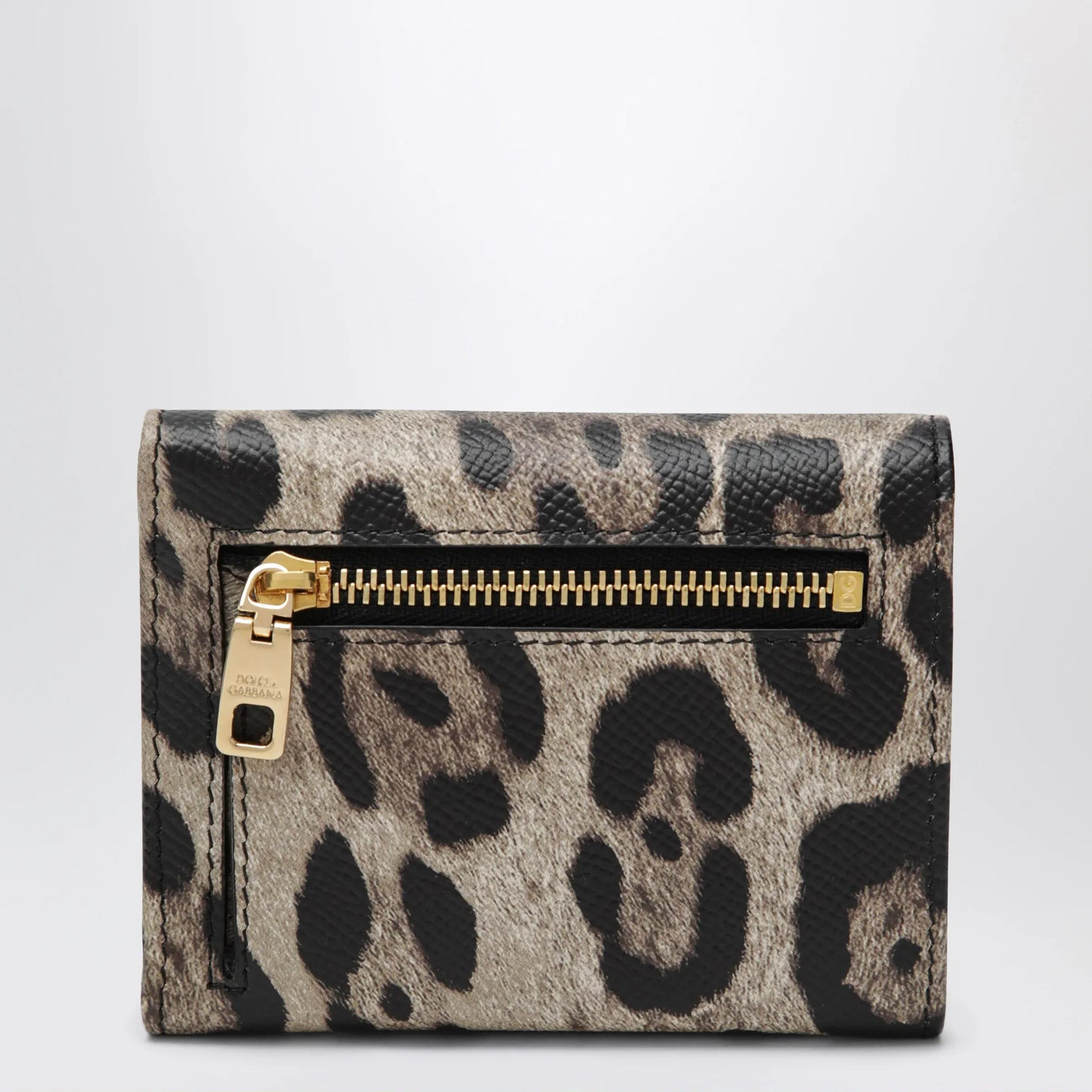 Dolce&Gabbana - Dauphine calfskin wallet with leopard print