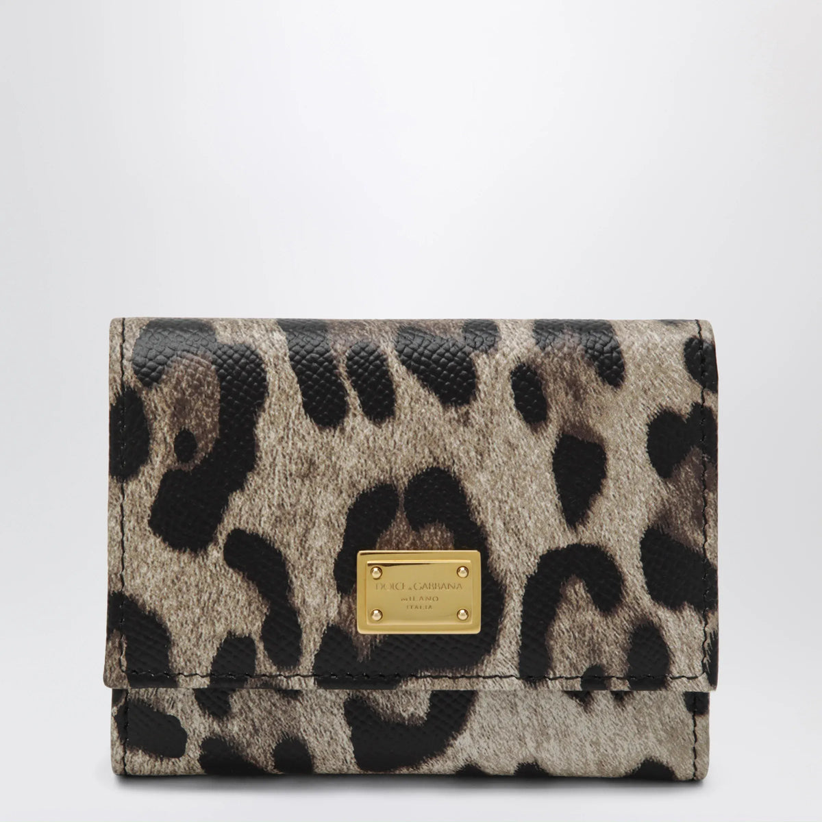 Dolce&Gabbana - Dauphine calfskin wallet with leopard print