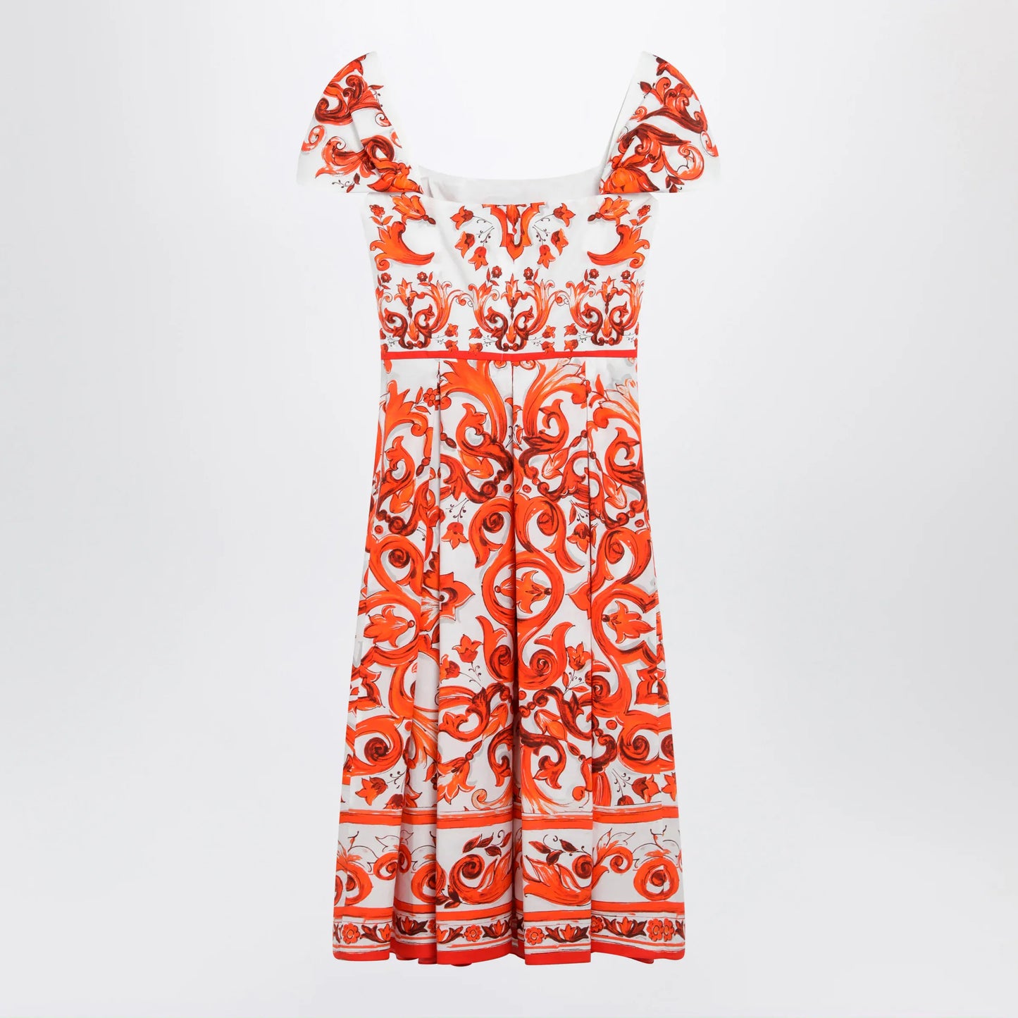 Dolce&Gabbana - Maiolica-print cotton poplin dress in orange