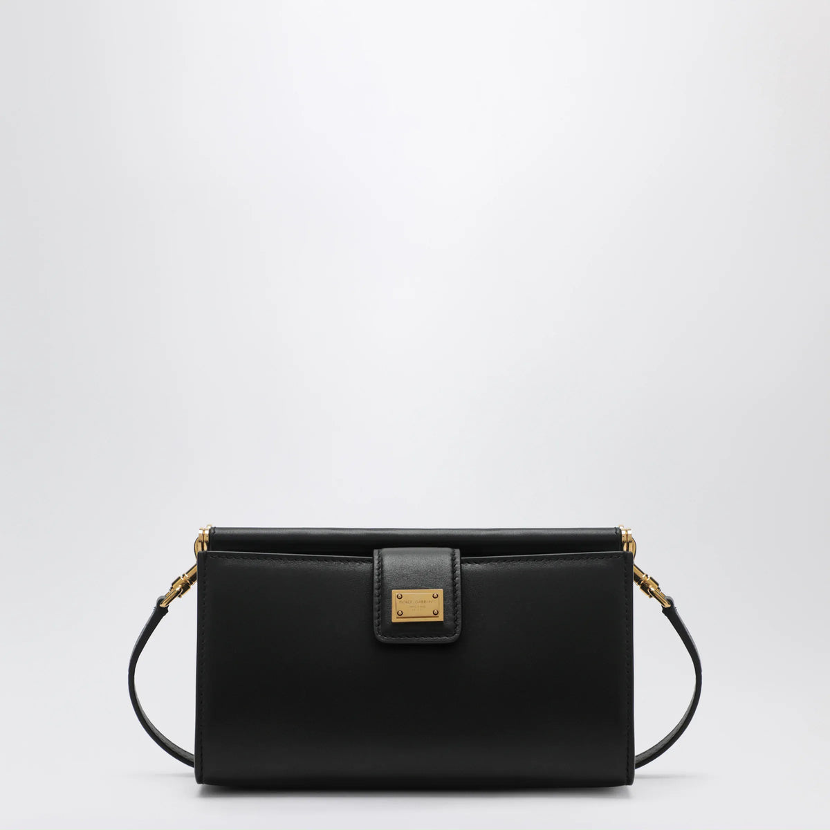Dolce&Gabbana - Plongé calfskin leather phone bag in black