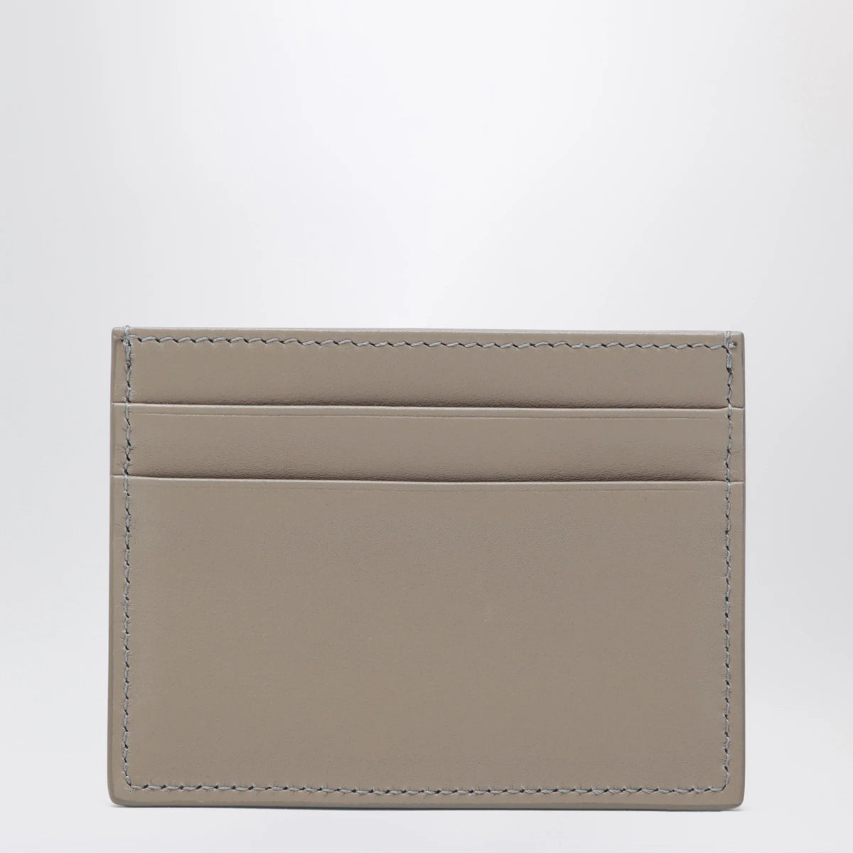 Dolce&Gabbana - Taupe leather card holder with logo plaque