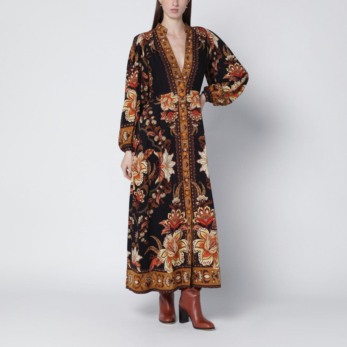 FARM Rio - Black “Majestic Garden” long dress
