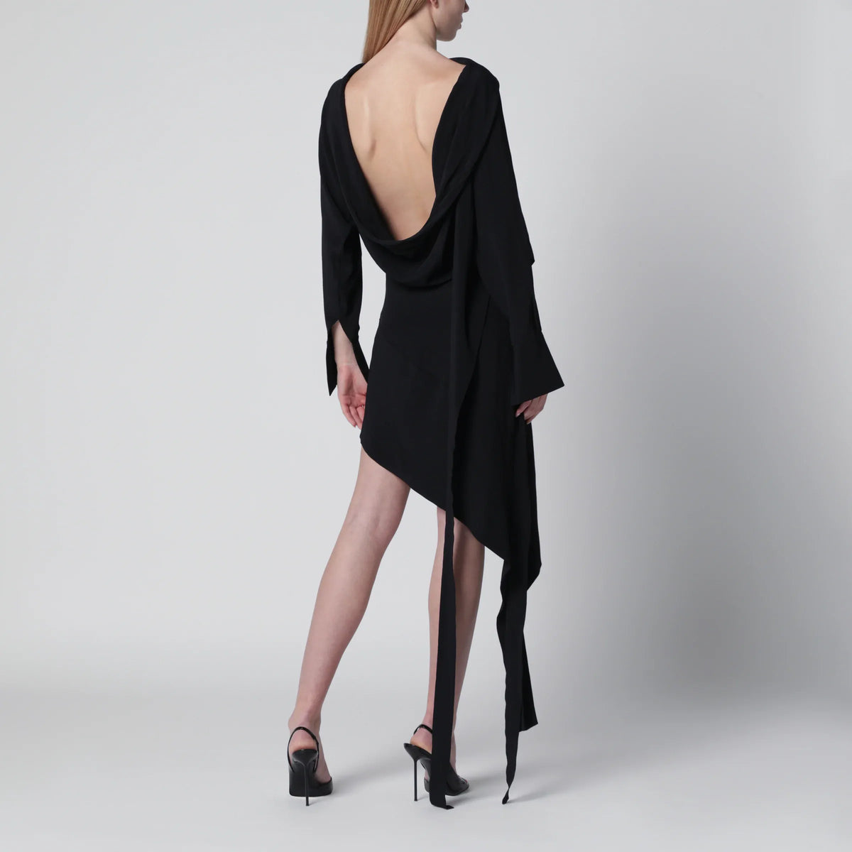 Francesco Murano - Black asymmetric silk-blend dress