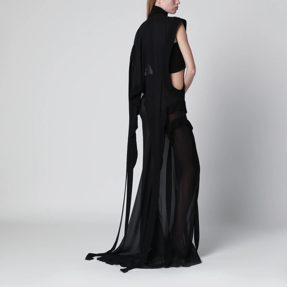 Francesco Murano - Long black one-shoulder silk dress