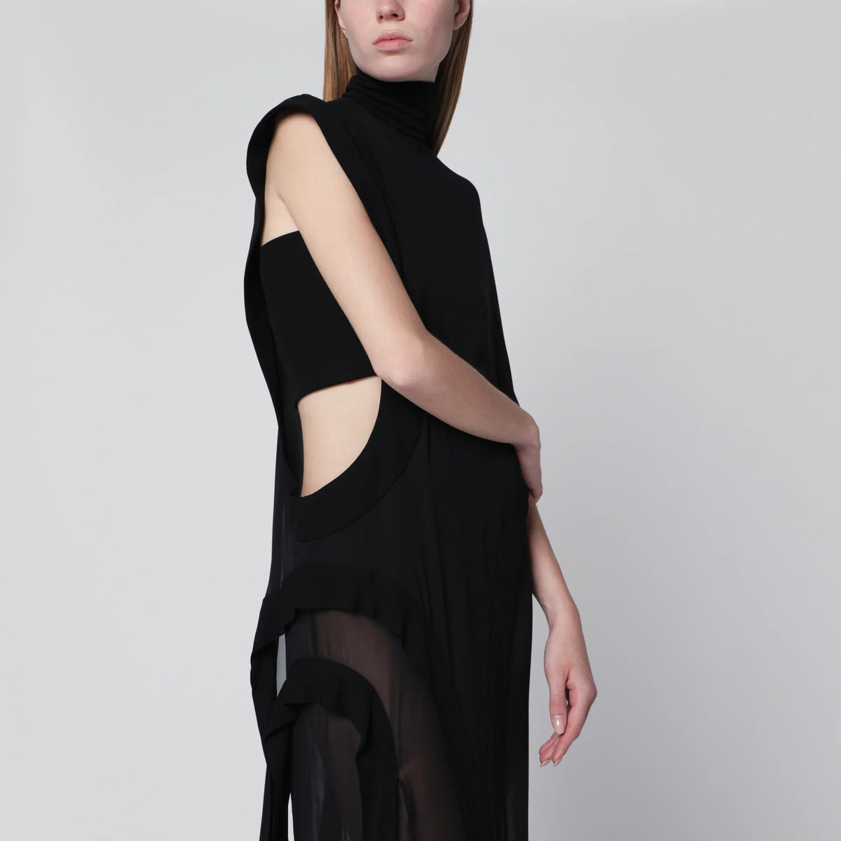 Francesco Murano - Long black one-shoulder silk dress