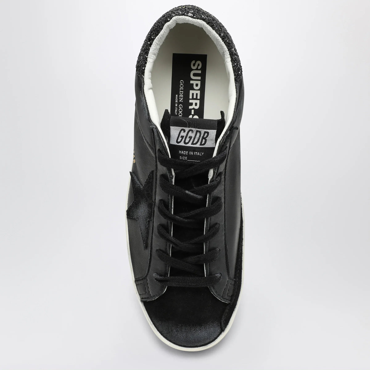 Golden Goose - Super-star black low trainer with rhinestones