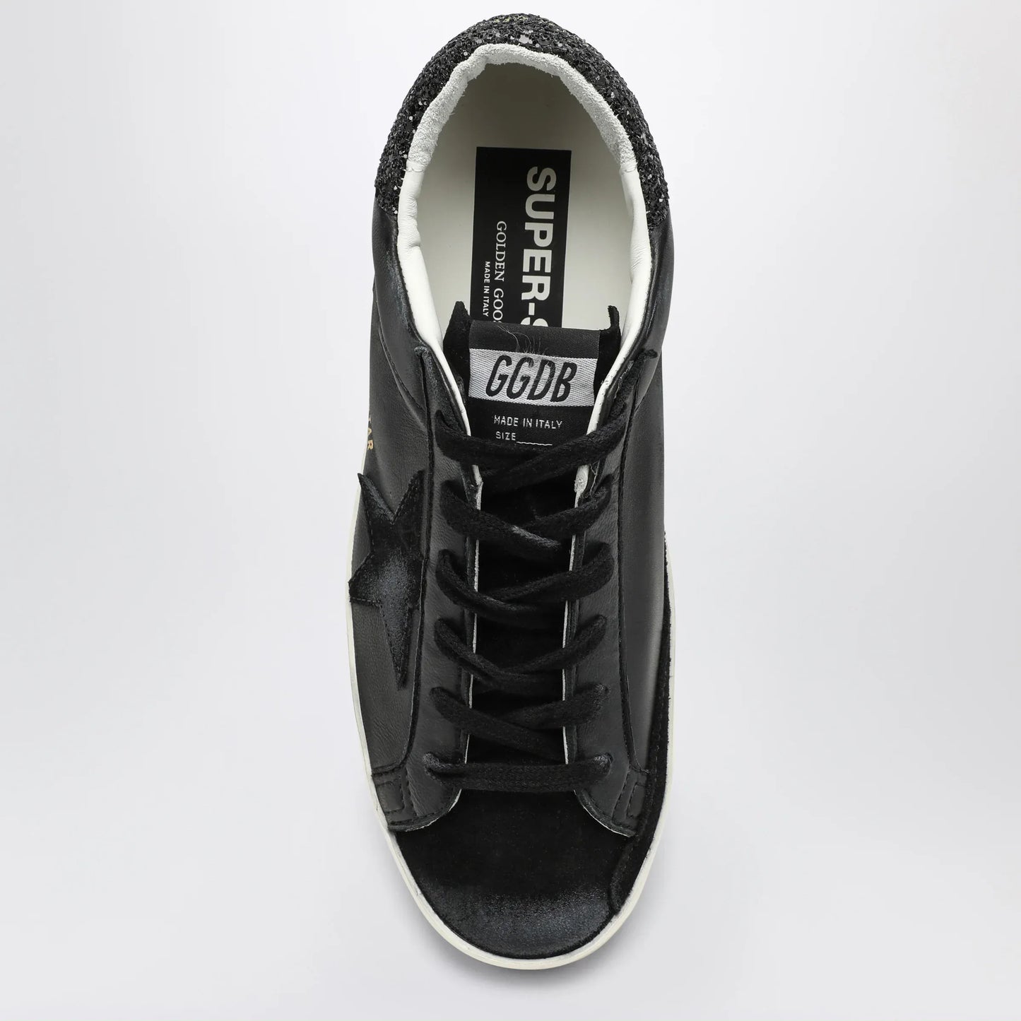 Golden Goose - Super-star black low trainer with rhinestones