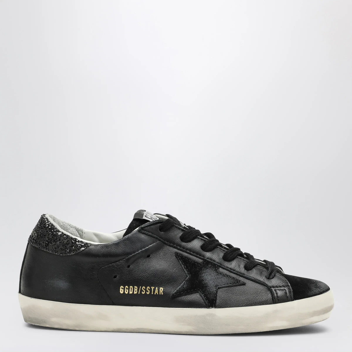 Golden Goose - Super-star black low trainer with rhinestones