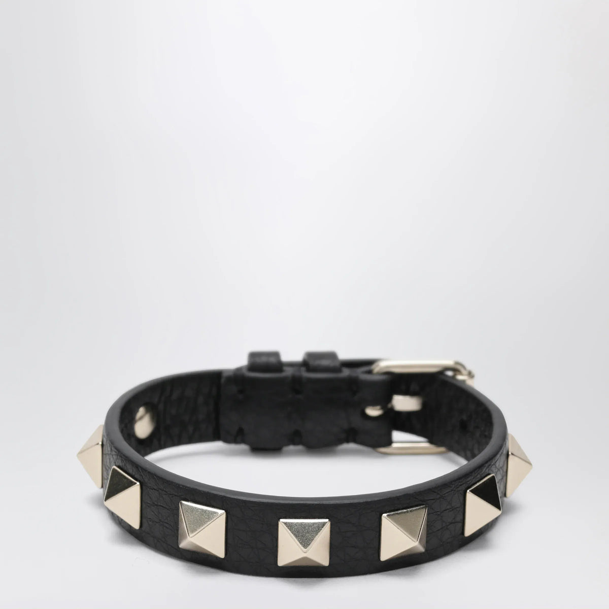 Valentino Garavani - Black leather Rockstud bracelet with gold-tone studs