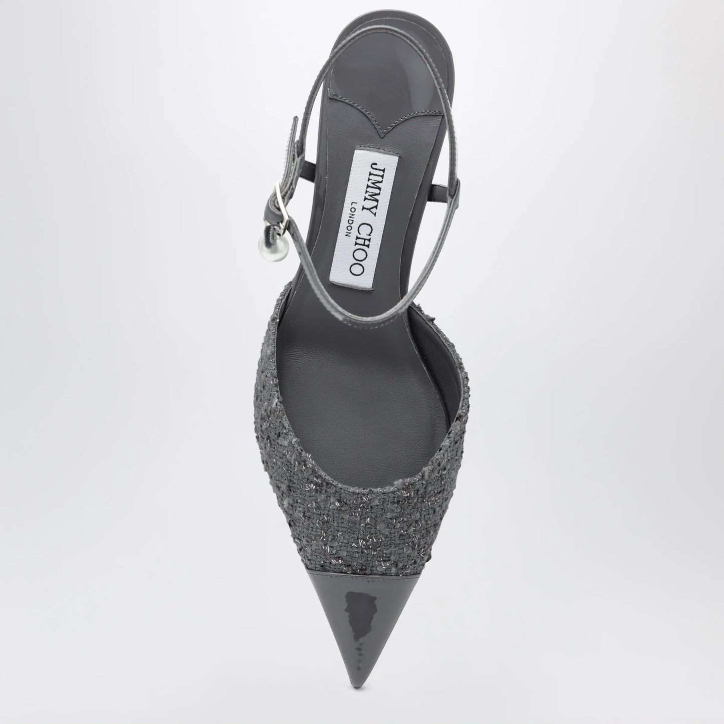Jimmy Choo - Aren graphite leather and fabric slingbacks