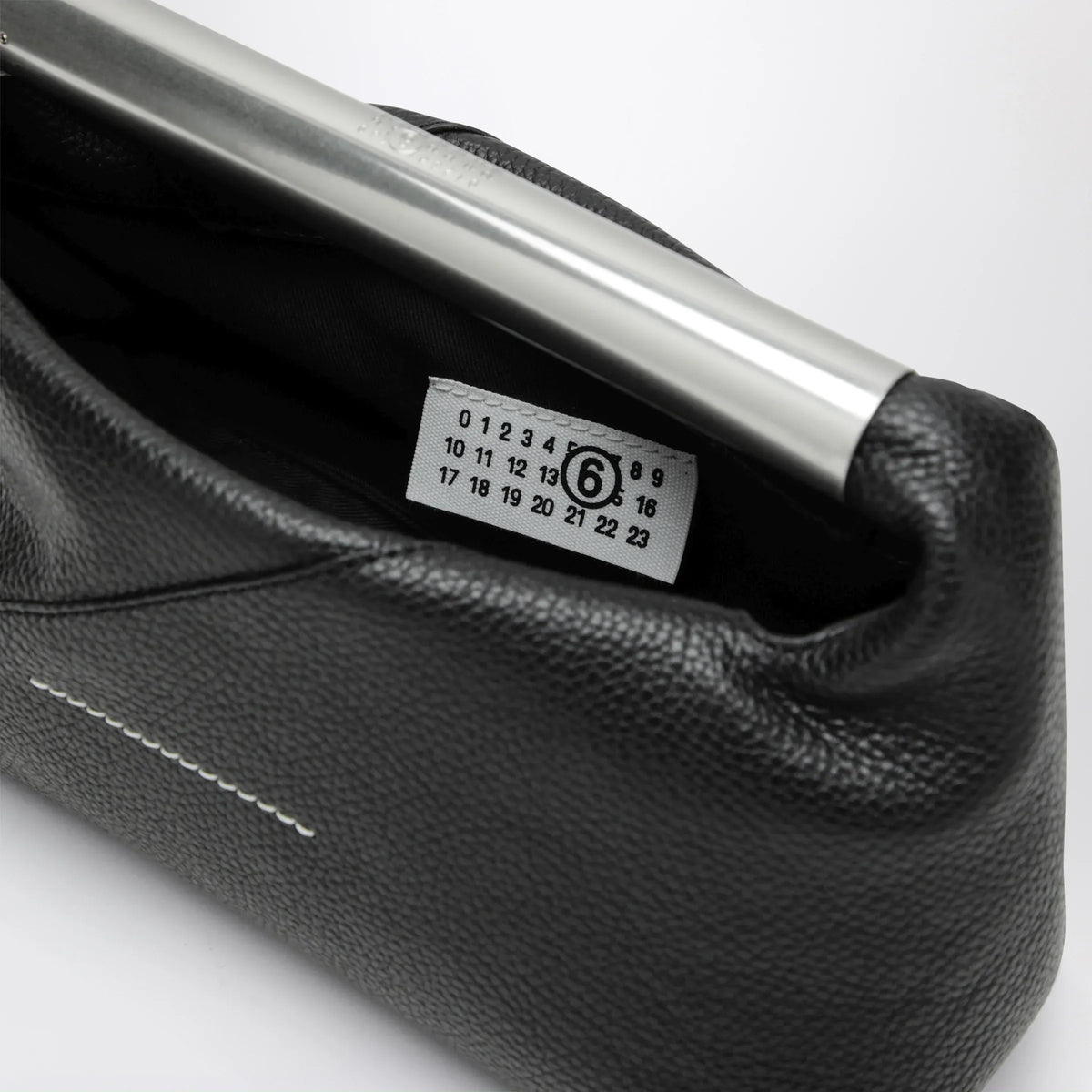 MM6 Maison Margiela - Japanese Jewel Handle handbag in grained calf leather, black