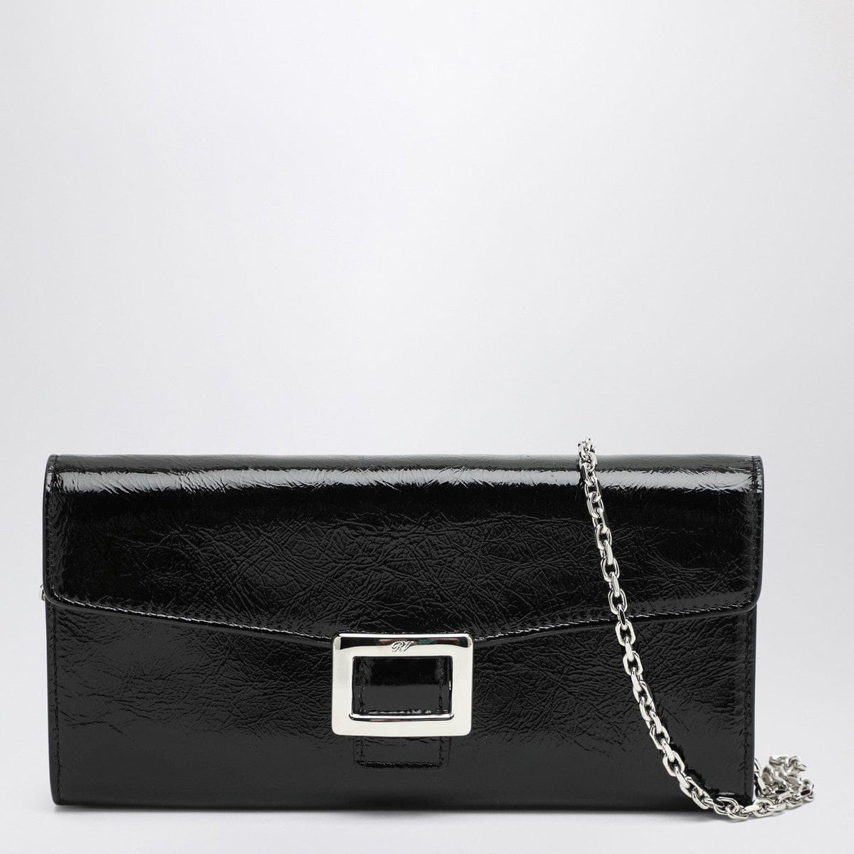 ROGER VIVIER - Belle Vivier black patent leather wallet with chain