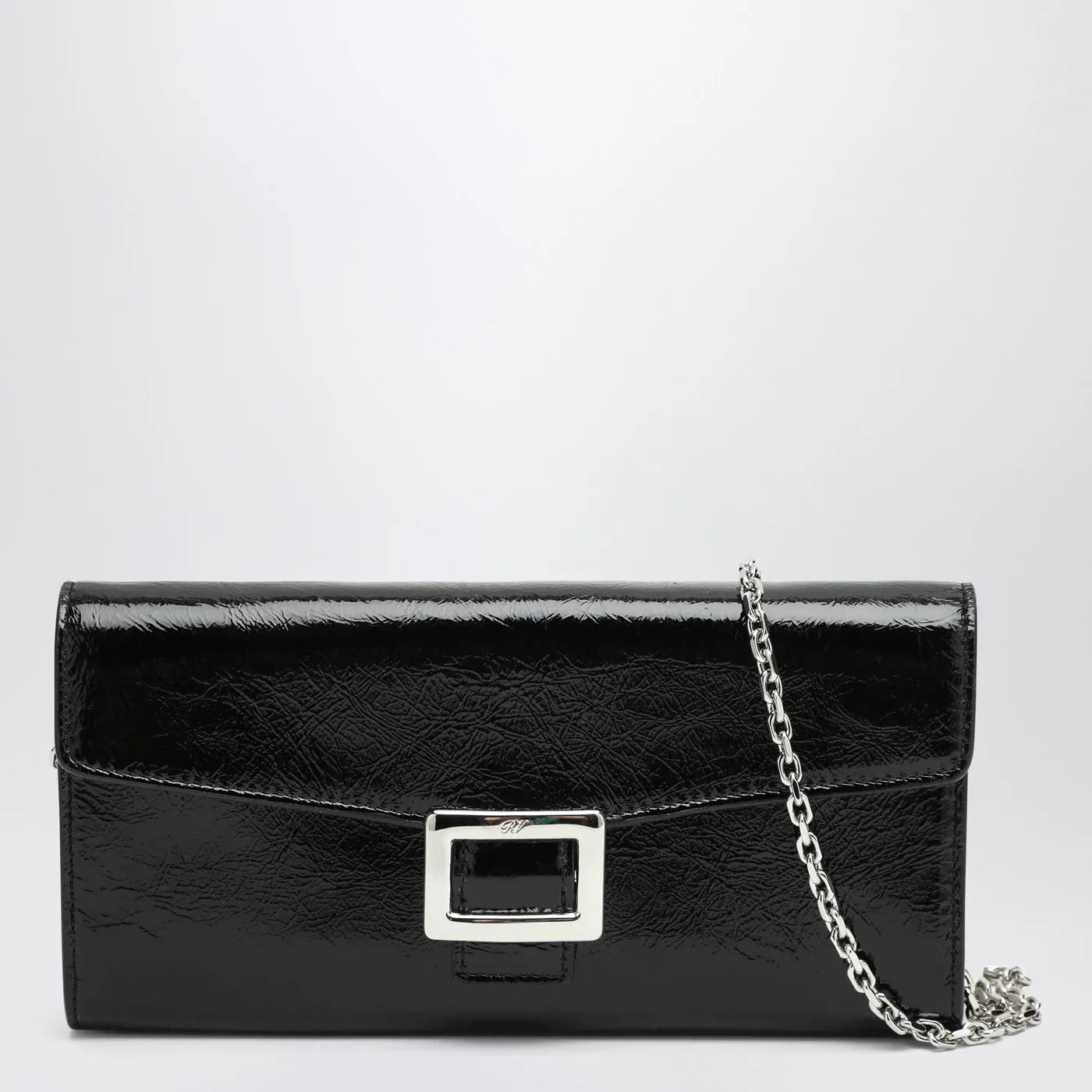 ROGER VIVIER - Belle Vivier black patent leather wallet with chain