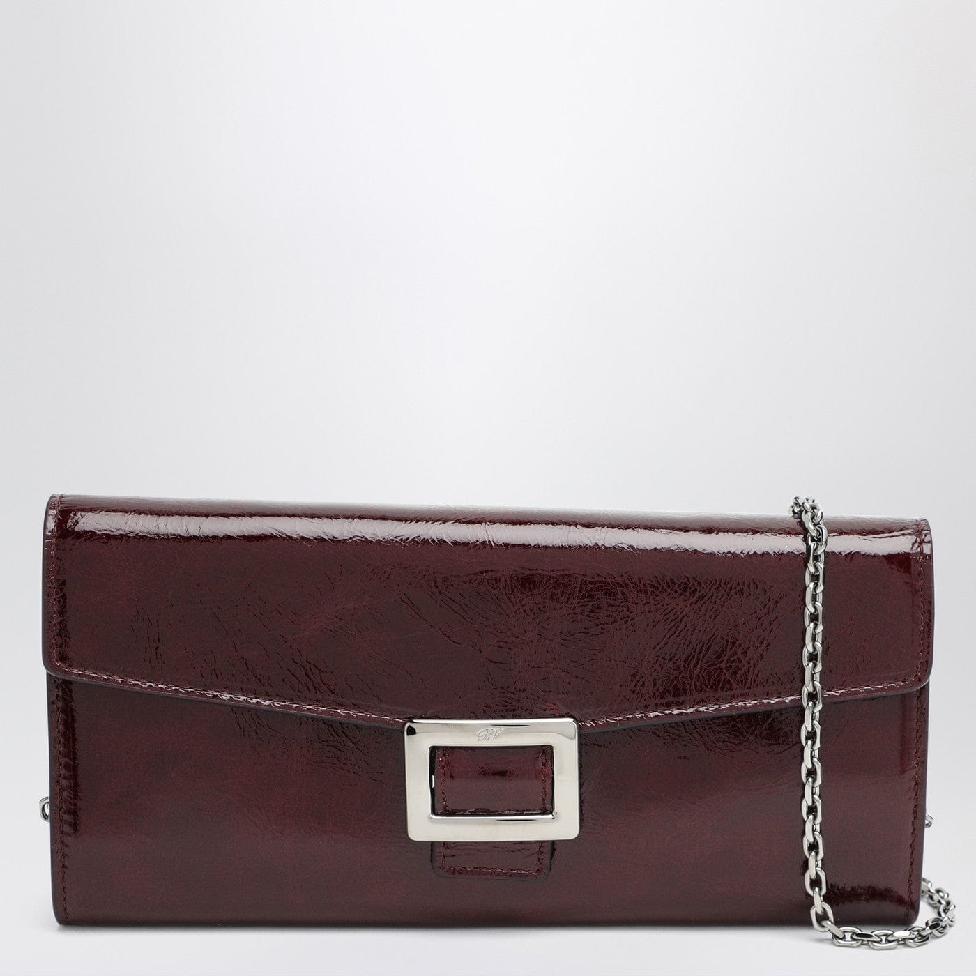 ROGER VIVIER - Belle Vivier dark violet patent leather wallet with chain