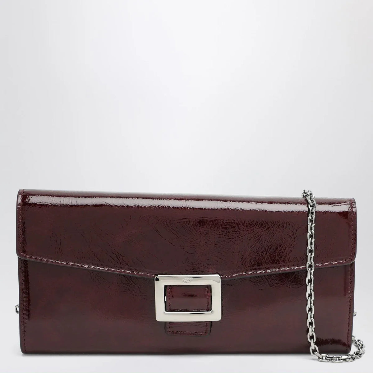 ROGER VIVIER - Belle Vivier dark violet patent leather wallet with chain