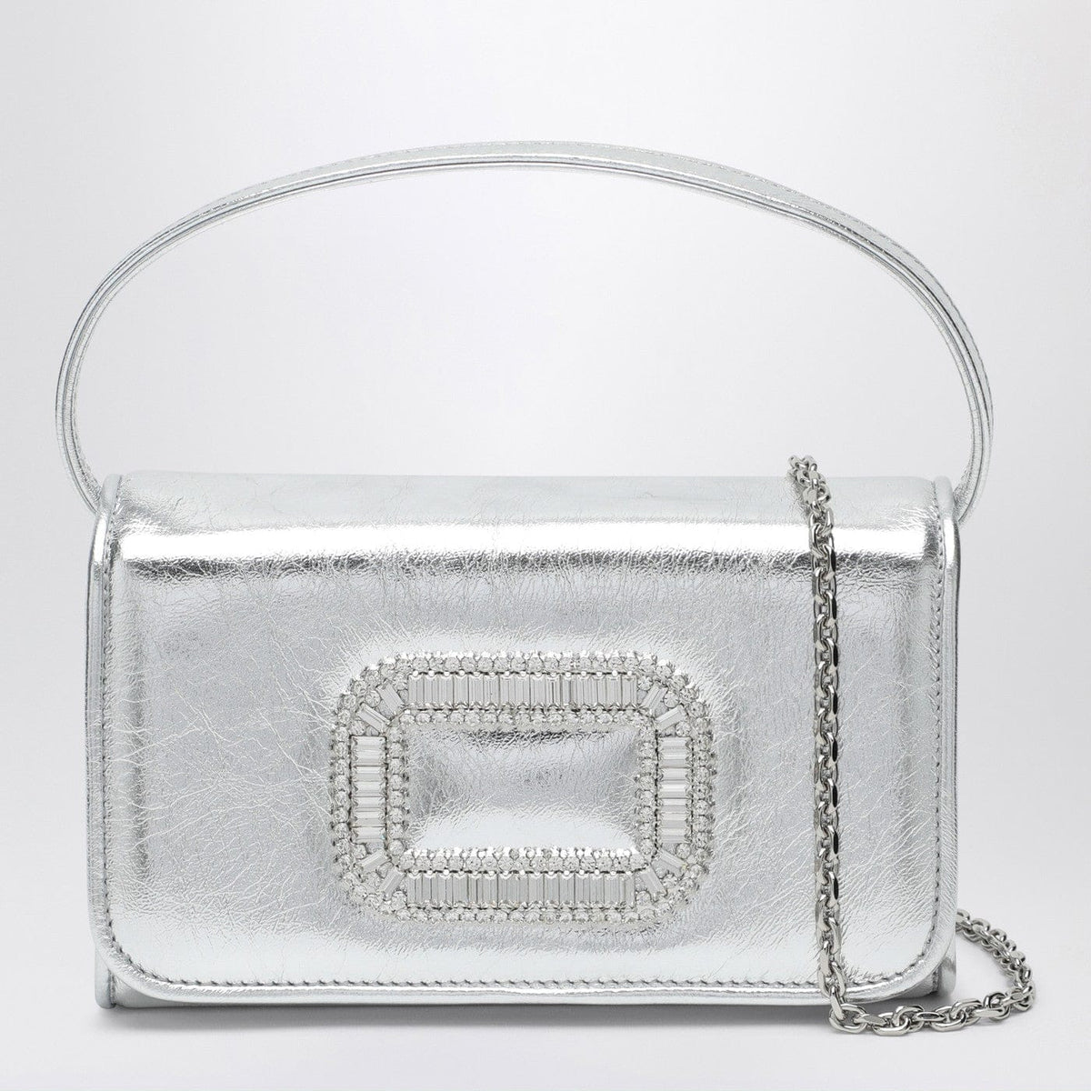 ROGER VIVIER - Silver leather Micro Pilgrim bag
