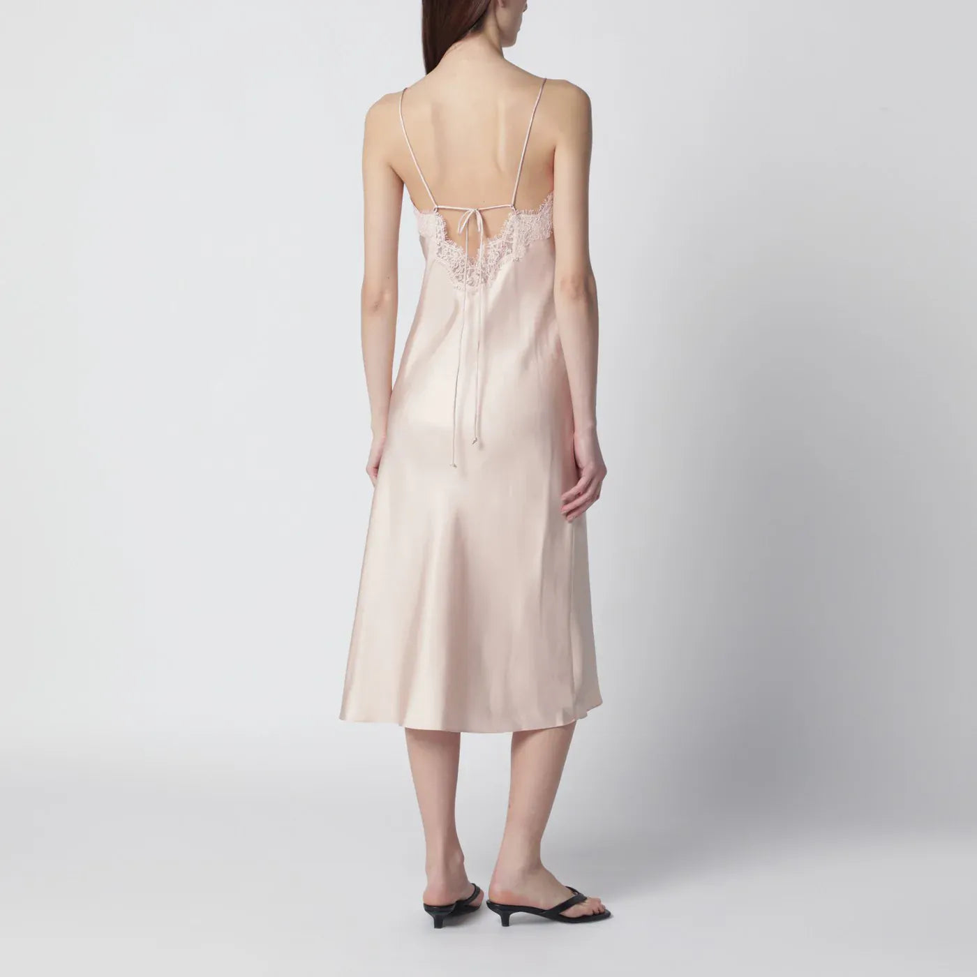 Róhe - Light pink silk slip dress with lace