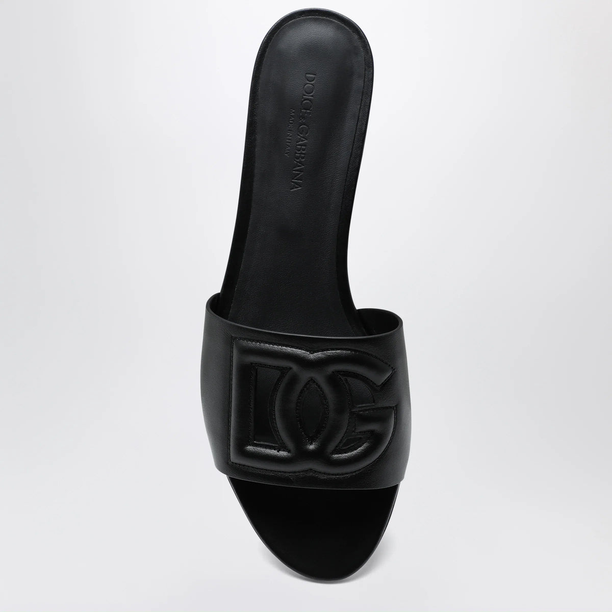Dolce&Gabbana - Black leather slides with DG logo