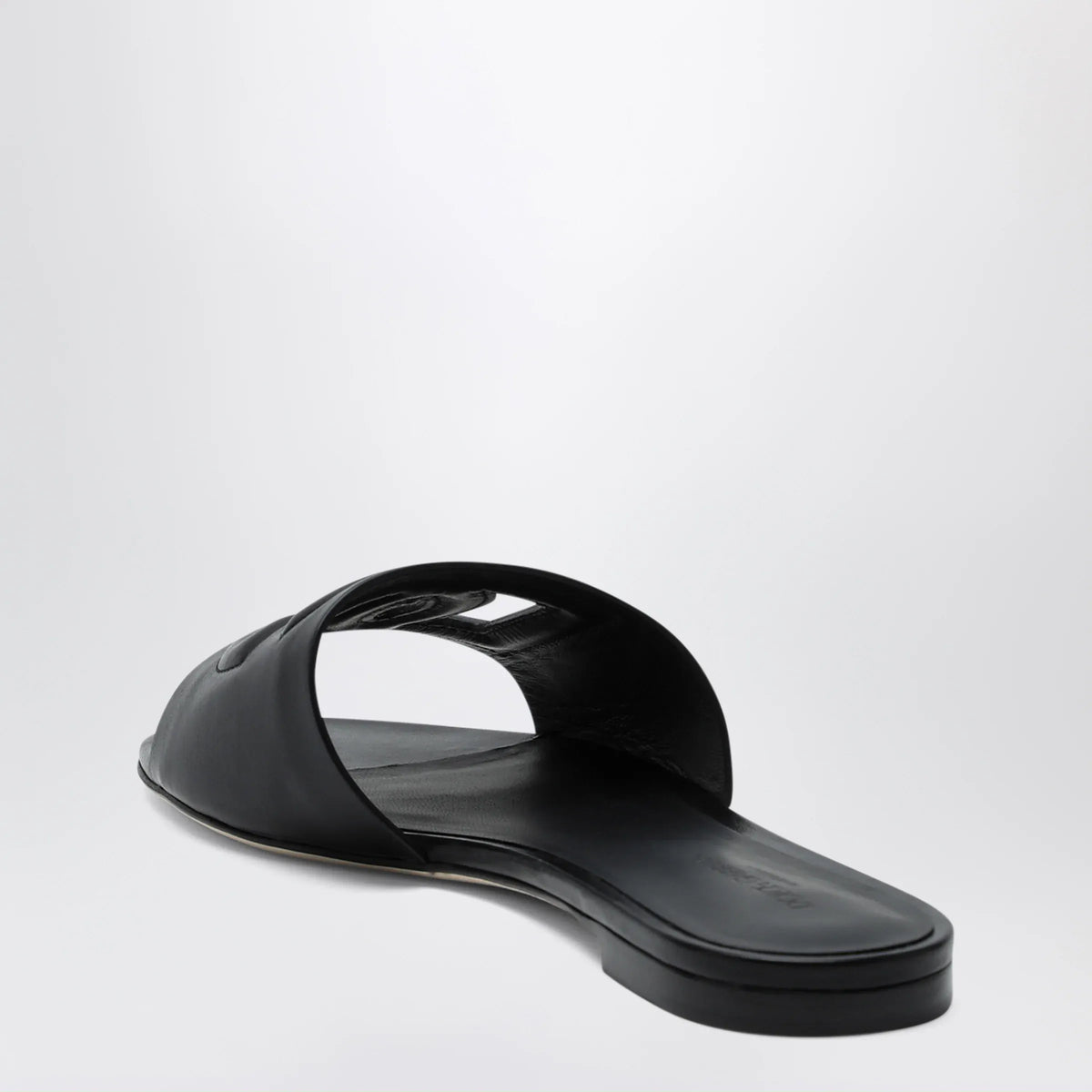 Dolce&Gabbana - Black leather slides with DG logo