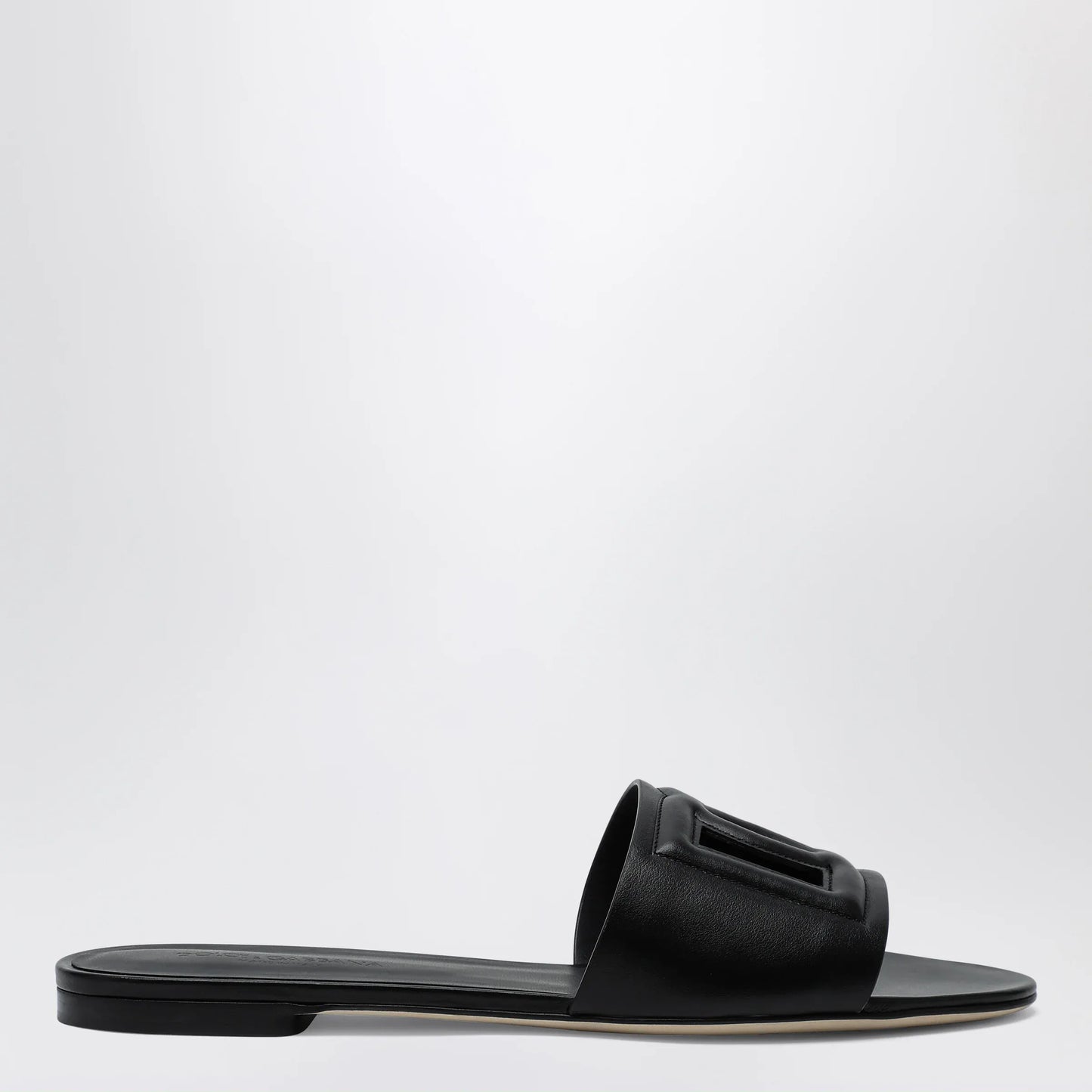 Dolce&Gabbana - Black leather slides with DG logo