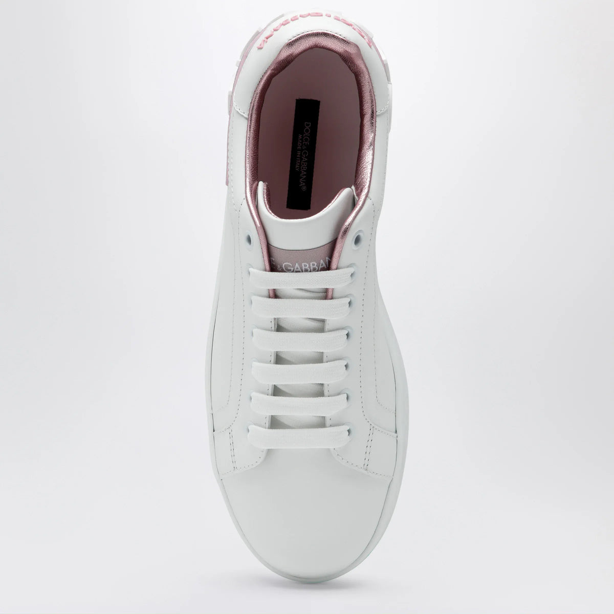 Dolce&Gabbana - Portofino white/pink leather sneakers