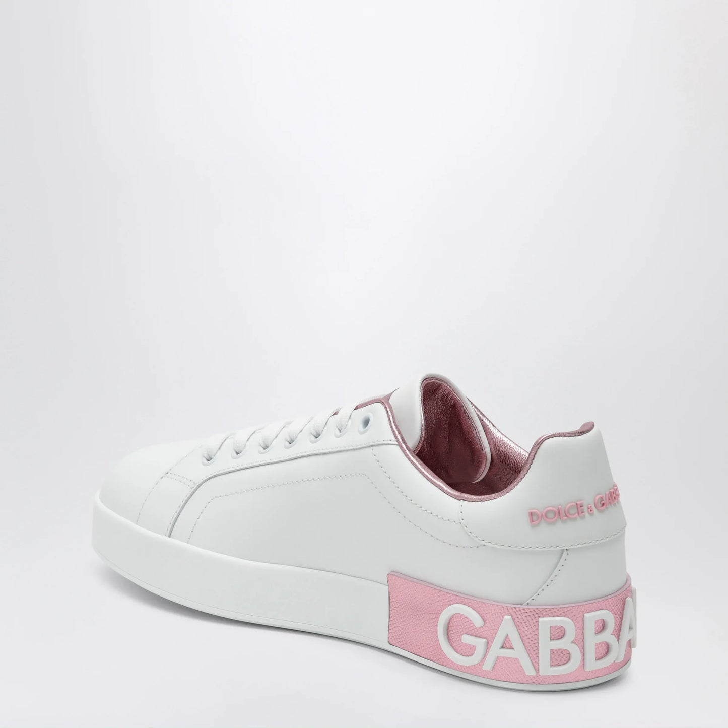 Dolce&Gabbana - Portofino white/pink leather sneakers