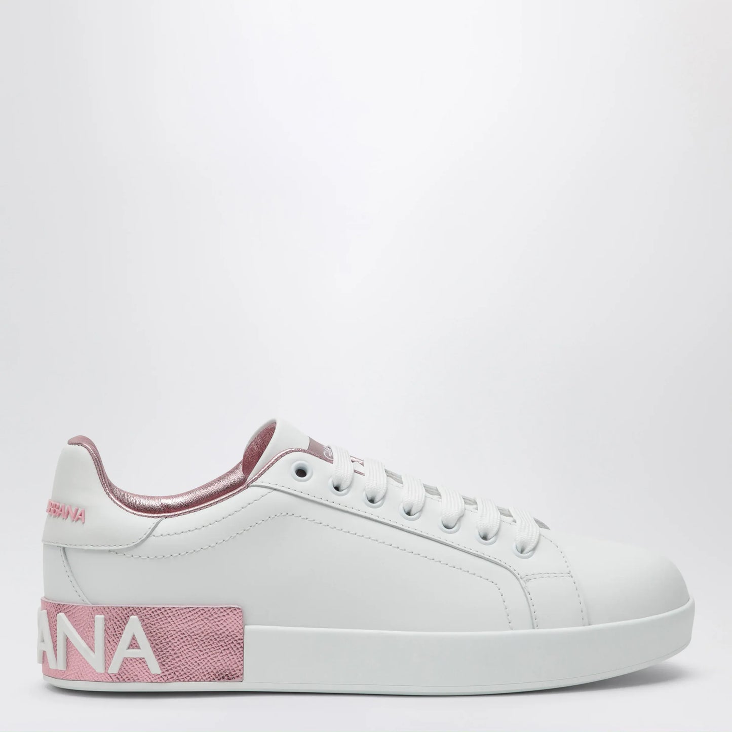 Dolce&Gabbana - Portofino white/pink leather sneakers