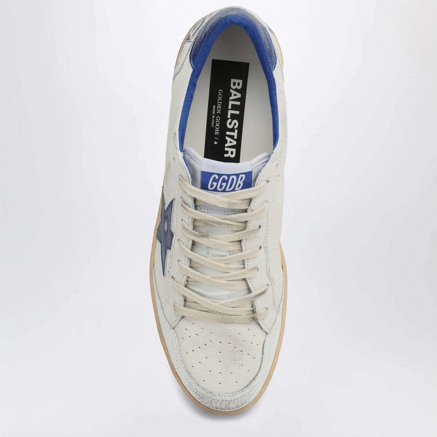 Golden Goose - White/metallic blue Ballstar sneakers