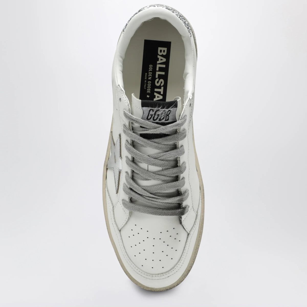 Golden Goose - White/silver/platinum glitter Ball Star sneakers