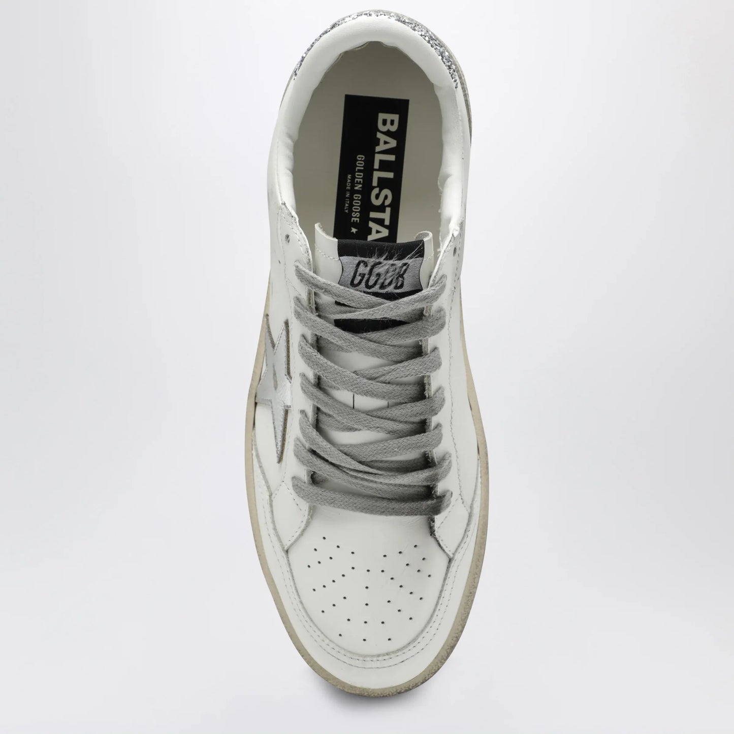 Golden Goose - White/silver/platinum glitter Ball Star sneakers