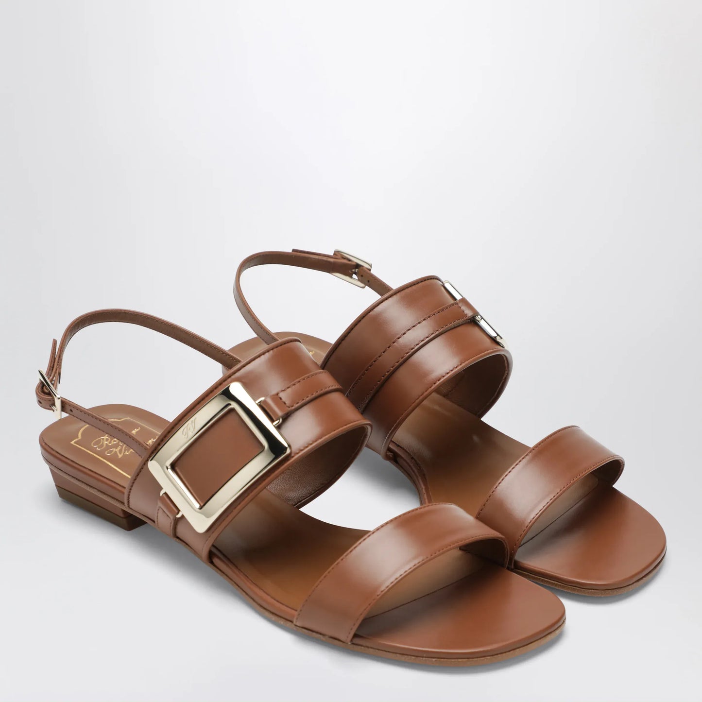 ROGER VIVIER - Belle Vivier leather mules Cognac