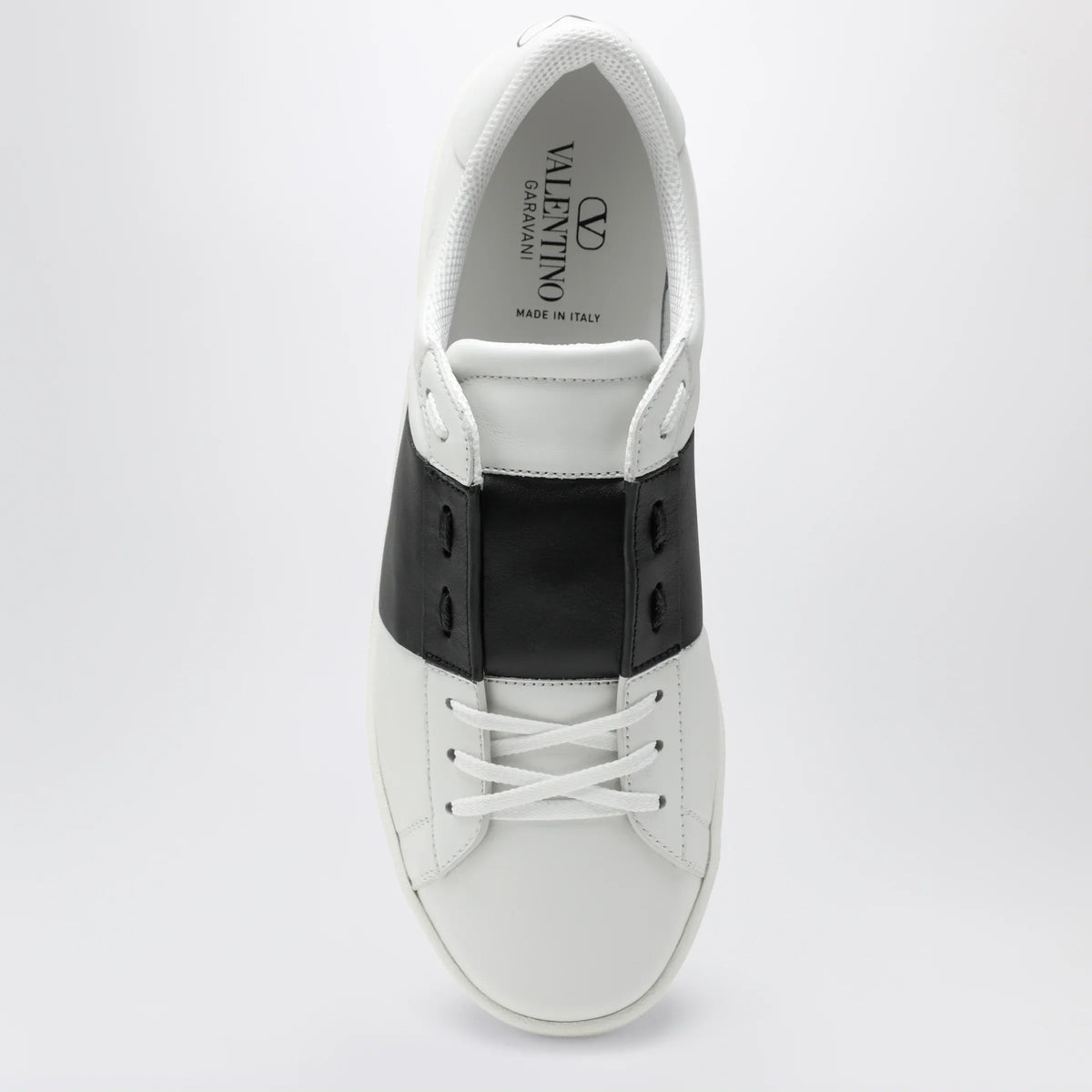Valentino Garavani - Open Royco nappa calfskin sneakers in white/black
