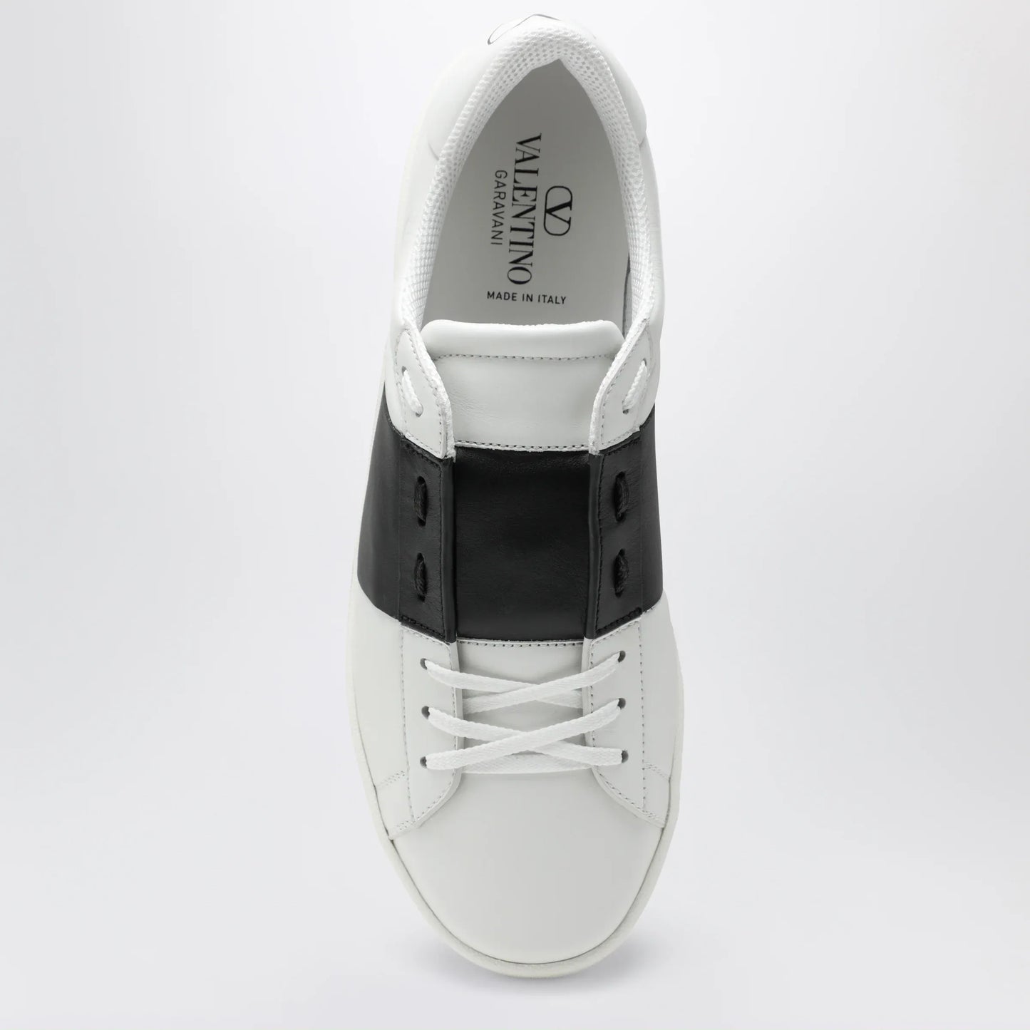 Valentino Garavani - Open Royco nappa calfskin sneakers in white/black