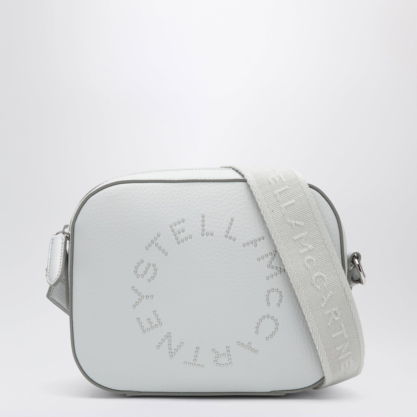 Stella McCartney - Pearl grey camera bag with logo and shoulder strap