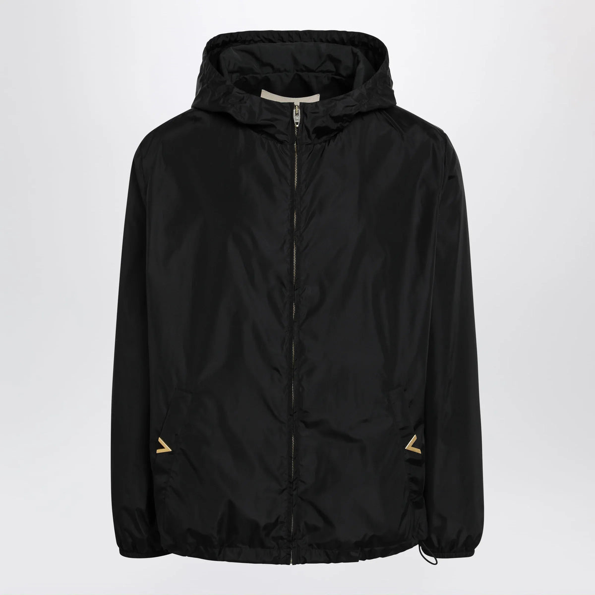 Valentino - Black windbreaker with Vgold detail