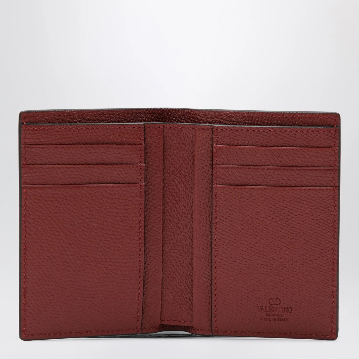 Valentino Garavani - Dark red Vlogo card holder in grained leather