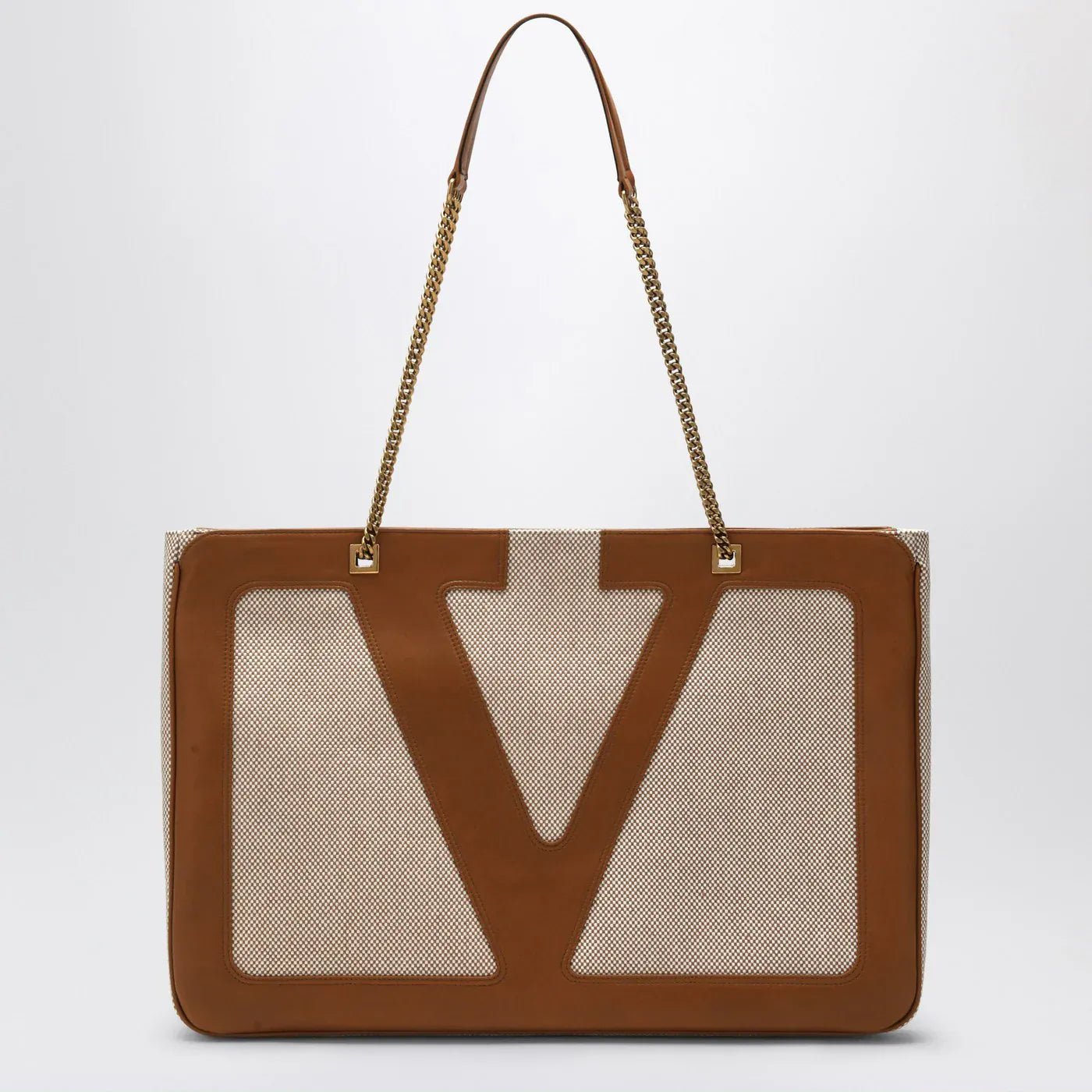 Valentino Garavani - Large Viva Superstar Bag in Natural/Spice Canvas