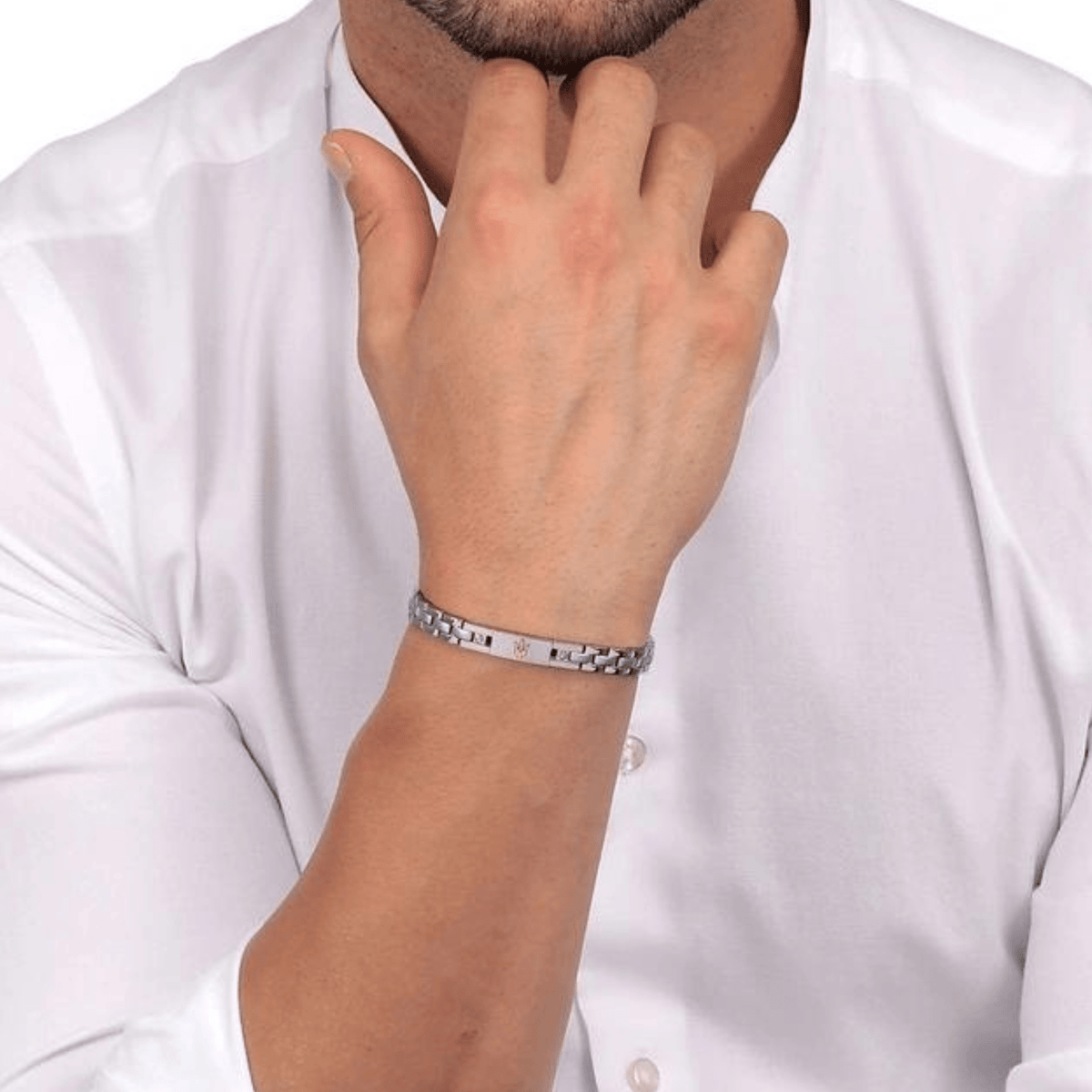 Maserati Jewels Silver Bracelet With Gold Trident