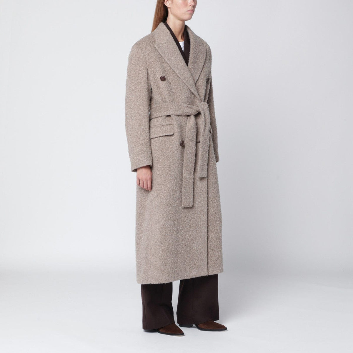 Golden Goose - Greige wool-blend belted coat