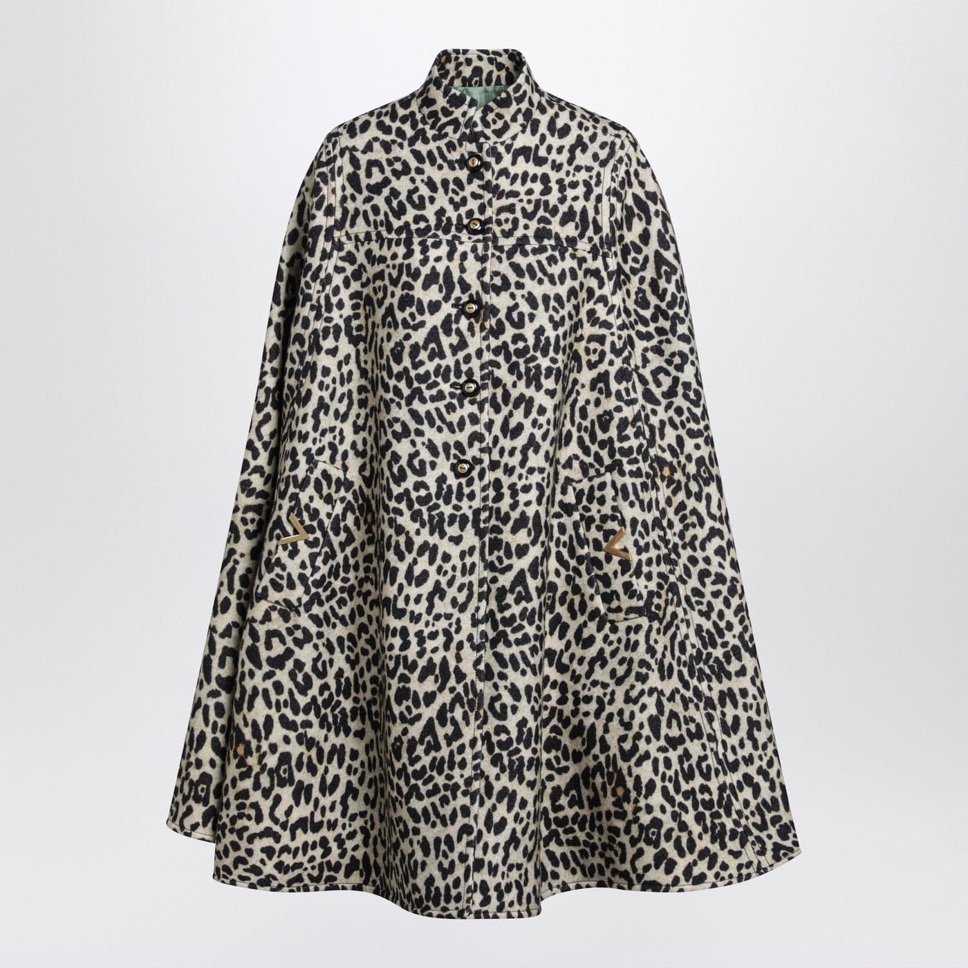 Valentino - Animal-print wool cape